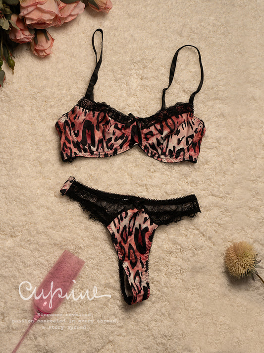 Savanna Satin Leopard Lace Set - CUPIVIVE